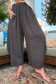 Sandbar Linen Blend Barrel Culotte Pant Chocolate